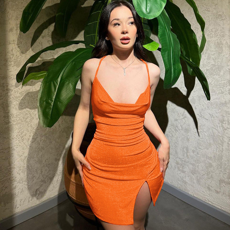 Dame Bodycon Mini Kjole med Slids Stilla