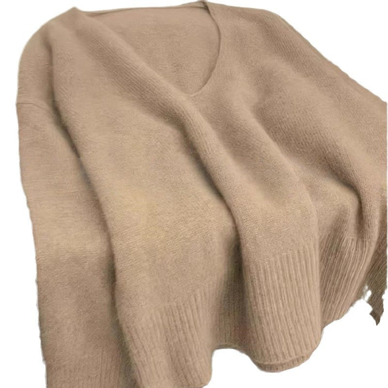 Kvinder Elegant V-Hals Sweater med Ribbet Struktur og Casual Snit Stilla