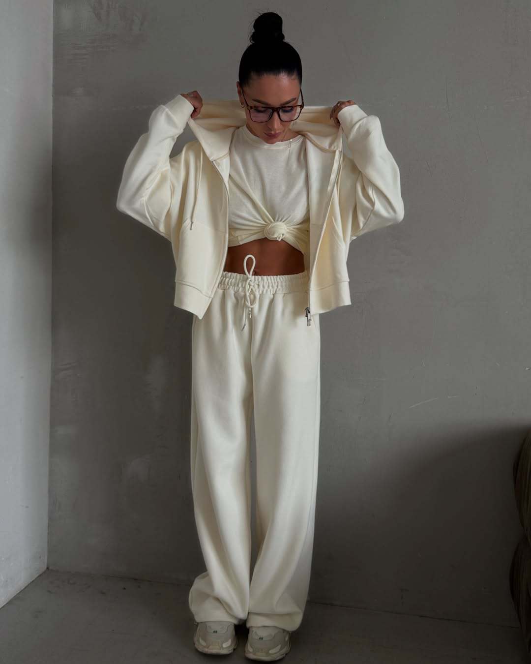 Kvinders Loungewear Sæt med Hoodie og Bred Bukser Stilla