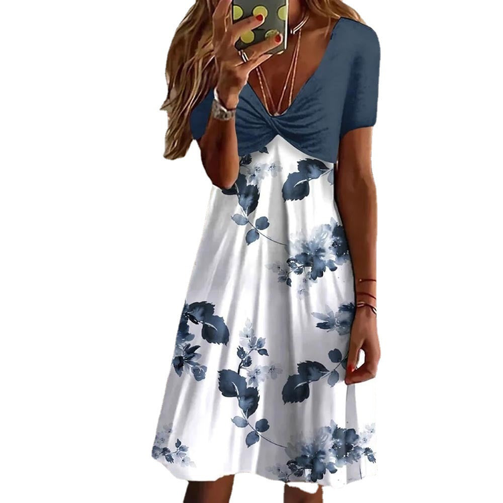 Damer Floral V-Udskærings Cocktailkjole Stilla