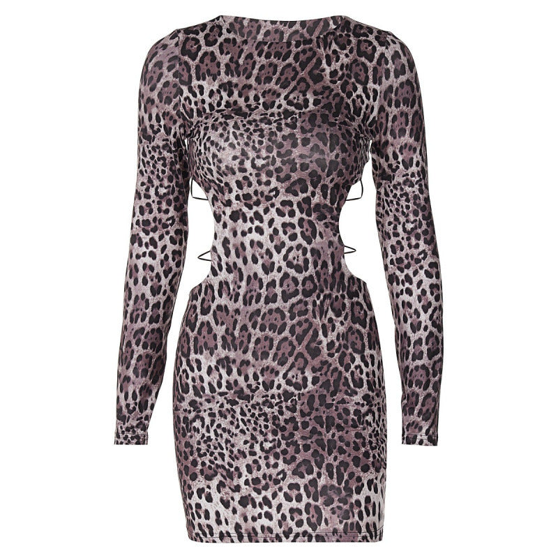 Dame langærmet bodycon kjole med justerbare sidelur Stilla
