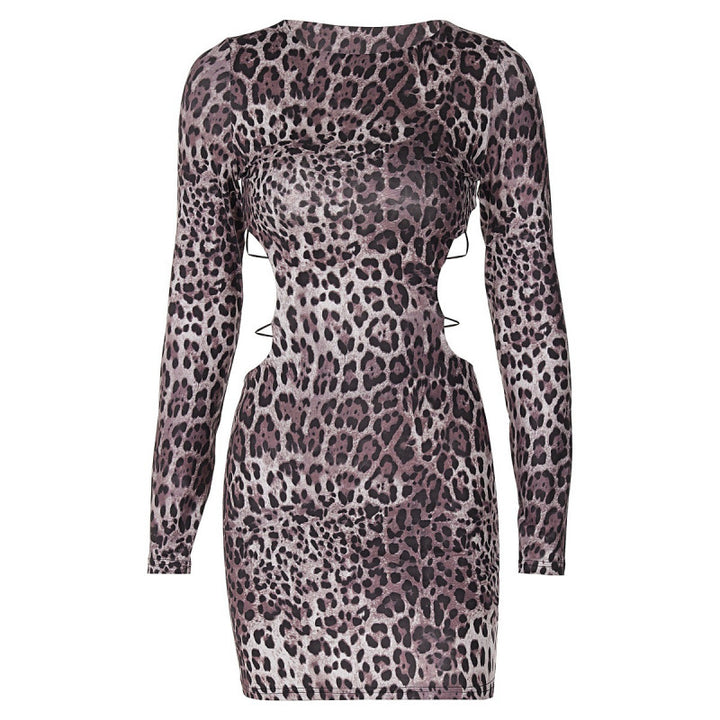 Dame langærmet bodycon kjole med justerbare sidelur Stilla