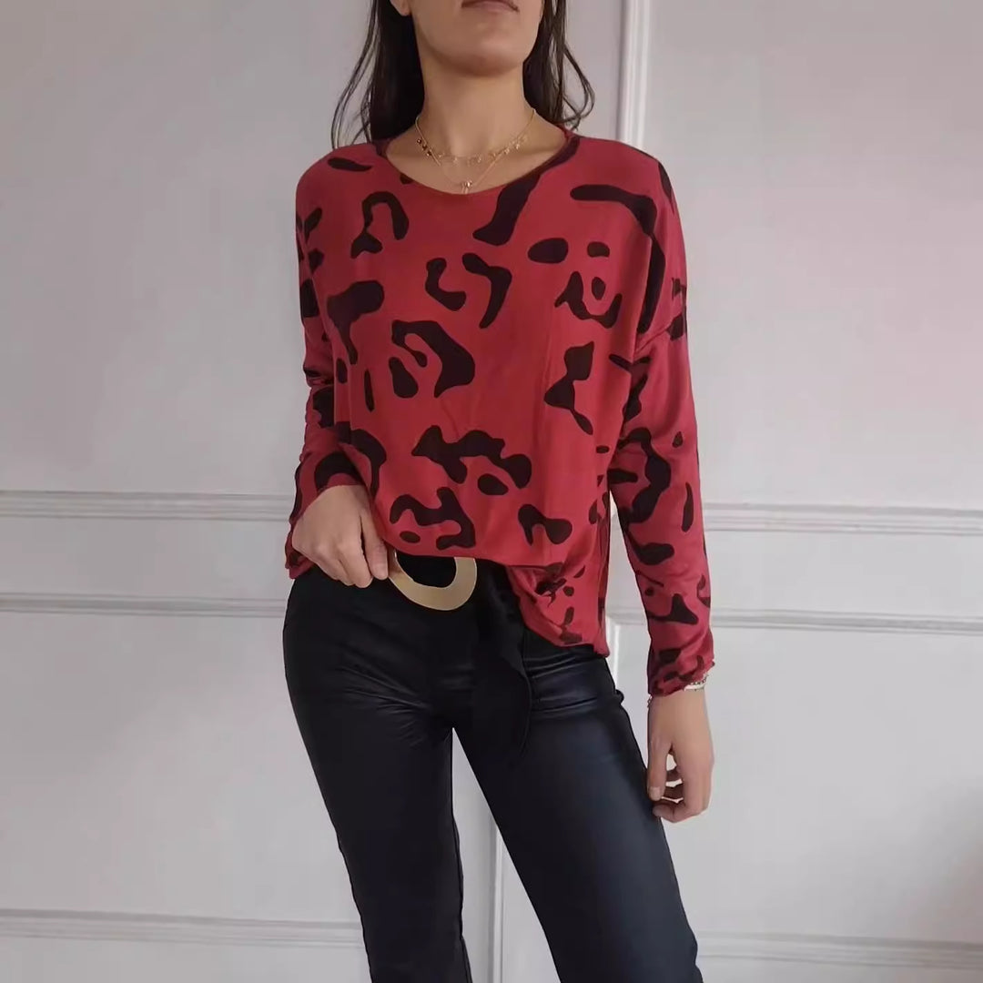 Dame casual sweatshirt med spændende dyremønster og praktisk snit Stilla