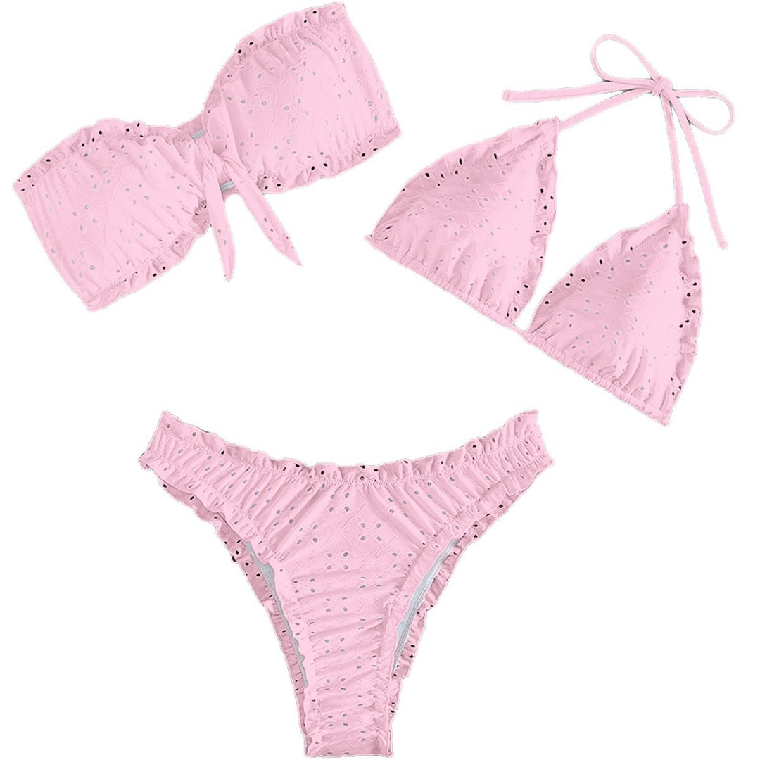 Dame bandeau-bikini med legende flæse design Skovae