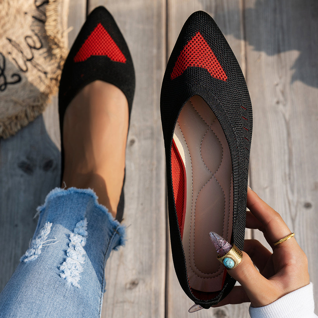 Dame mode spids Ballerinas med åndbar tekstilstruktur Stilla