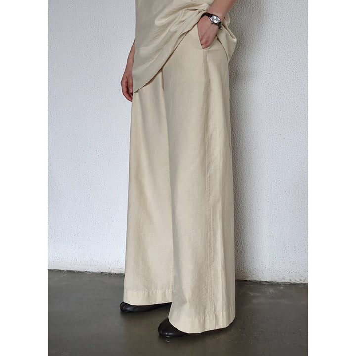 Dame bred bomulds-culotte med elastisk linning og sidelommer Stilla