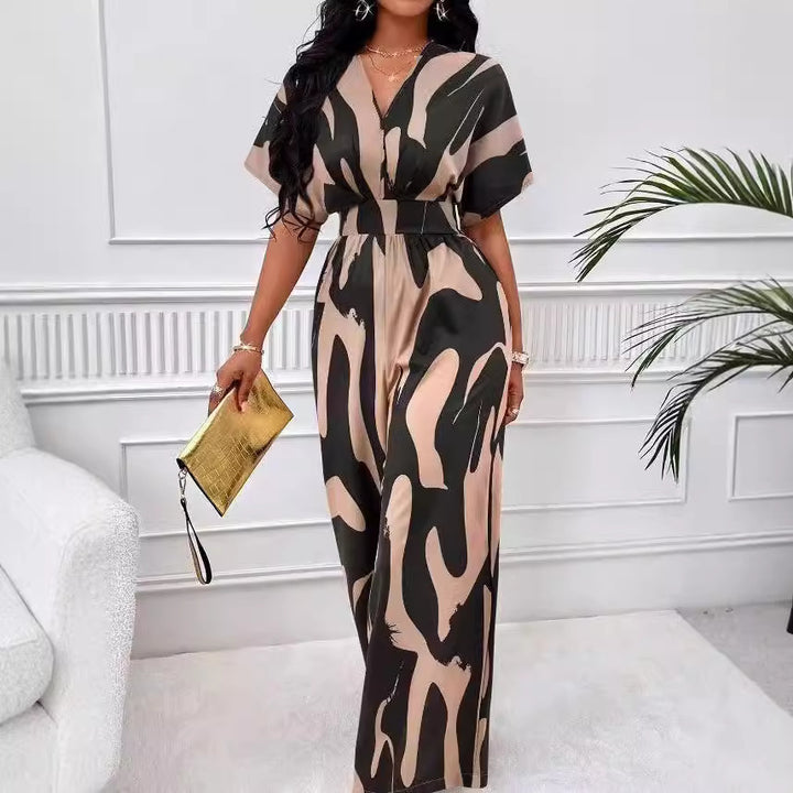 Dame Elegant Jumpsuit med dyb V-udskæring og moderigtigt snit Stilla