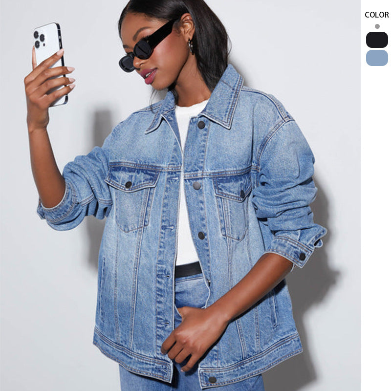 Kvinders Oversized Denim Jakke Stilla