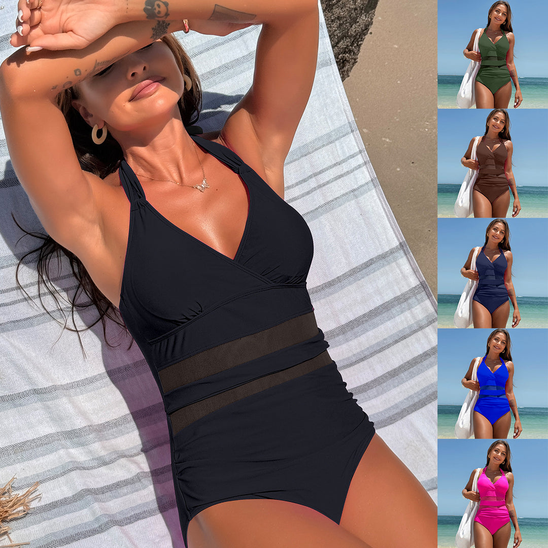 Dame én-delt badebluse med mode mesh-detalje og flatterende snit Stilla