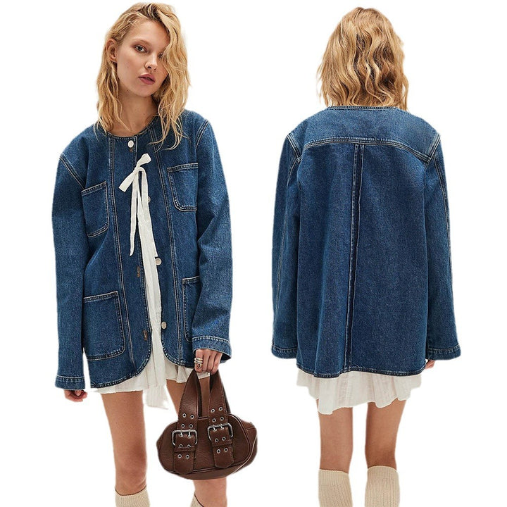 Dame Denim Overshirt med innovativt design og praktiske lommer Stilla
