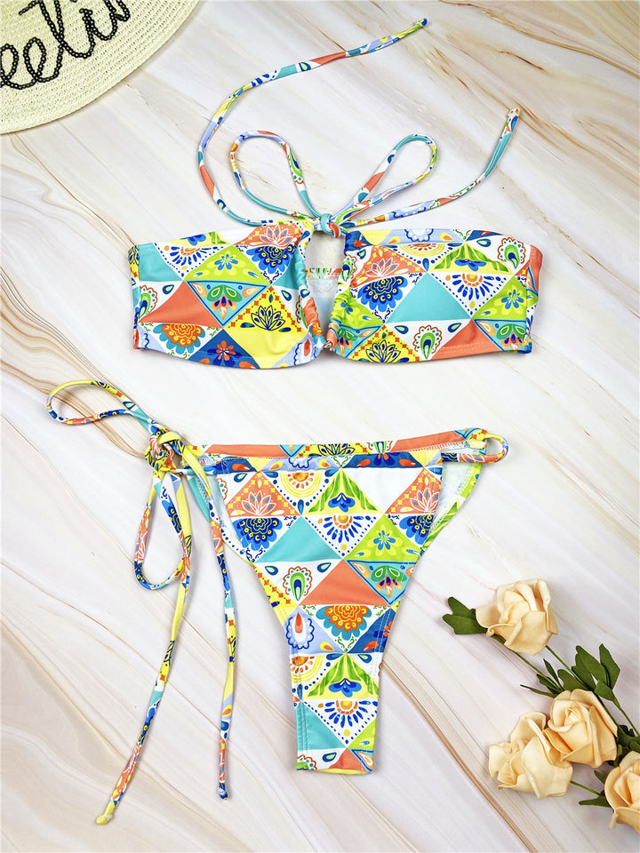 Dame Bandeau Stil Højskåret Bikini Sæt Stilla