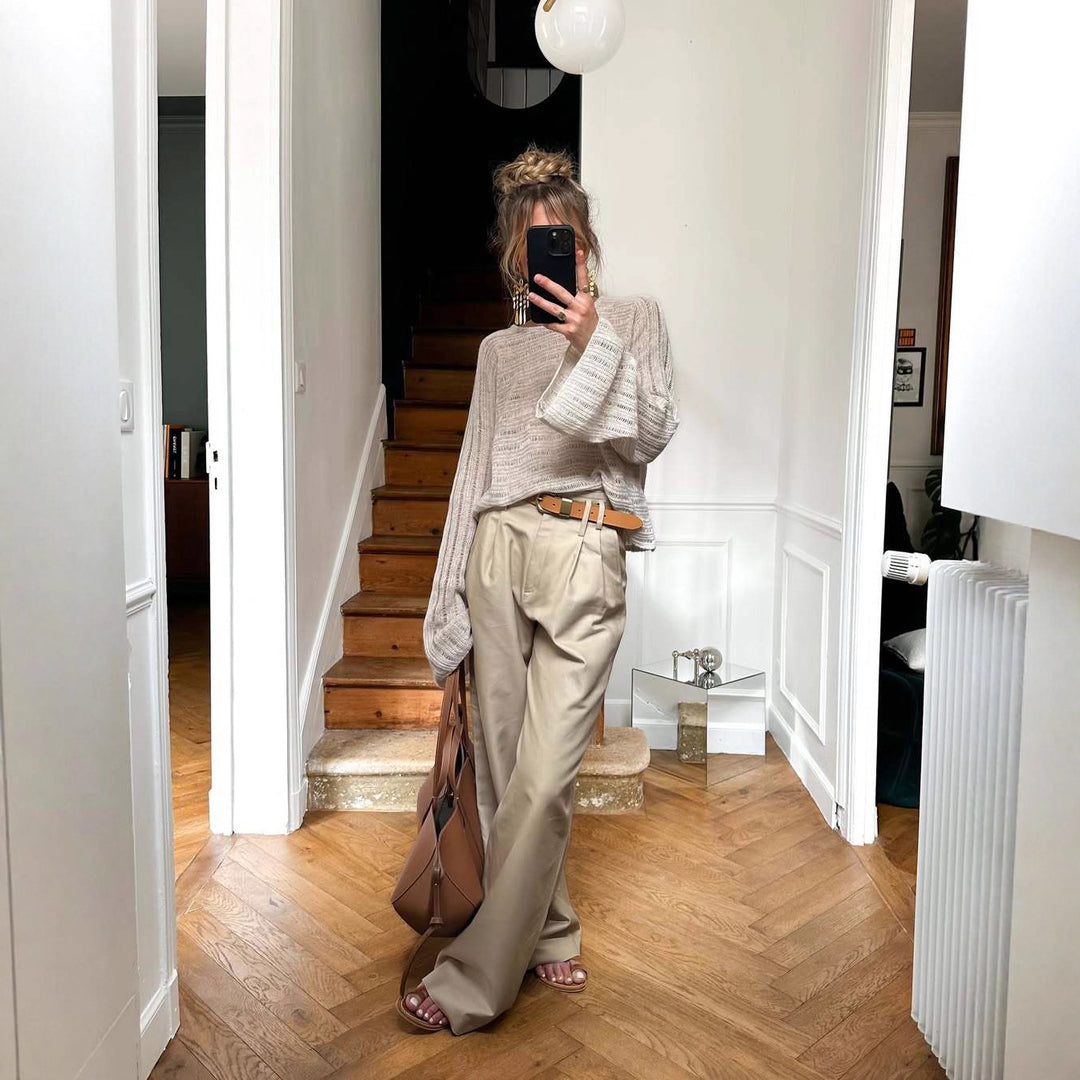 Kvinders luftige strikkede sweater med voluminøse ærmer Stilla