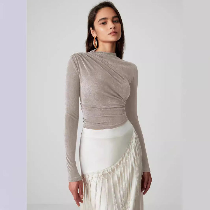 Damer Raffineret Langarmshirt med elegant Wickeldesign Stilla