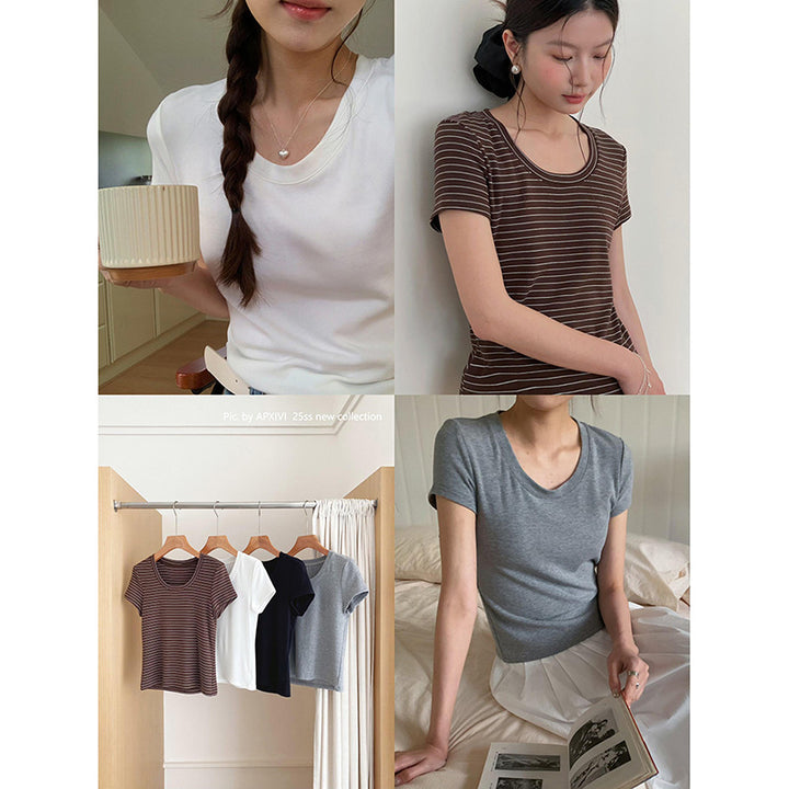 Damer Elegant og behagelig Rundhalset T-shirt Stilla