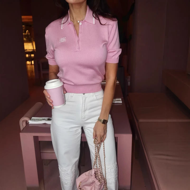 Kvinders polo shirt med elegant krave og fin strikkonstruktion Stilla