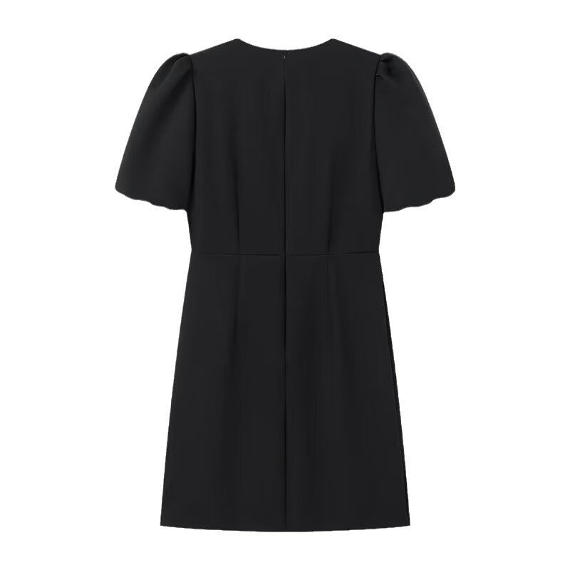 Women Elegant Evening Dress with Puff Sleeves and Decorative Bows Stilla