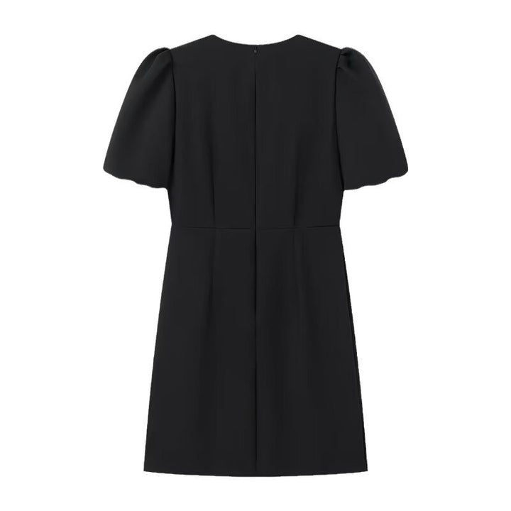 Women Elegant Evening Dress with Puff Sleeves and Decorative Bows Stilla