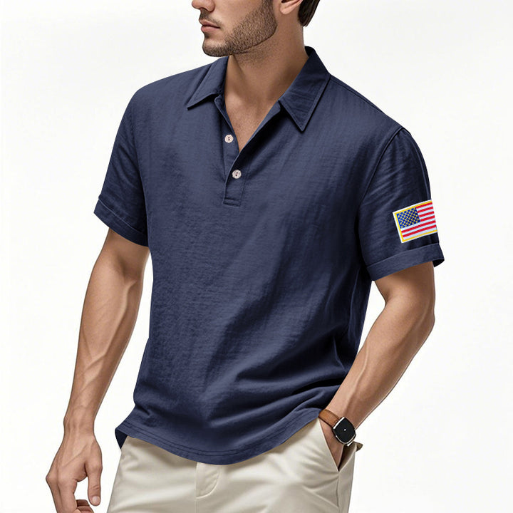 Herre polo shirt med moderigtigt amerikansk flagmotiv og højkvalitets bomuld Stilla