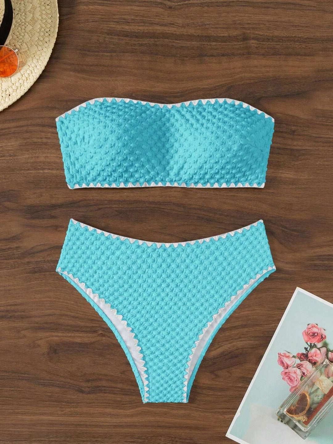 Dame bandeau-bikini med struktureret overflade Skovae