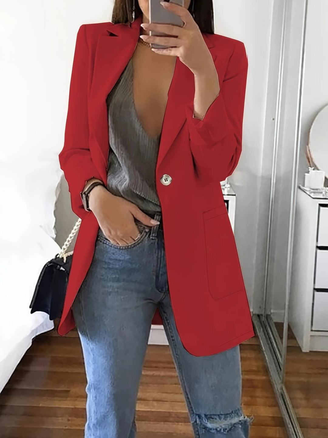 Dame Elegant Blazer med dobbelt knaplukning og praktiske lommer Stilla