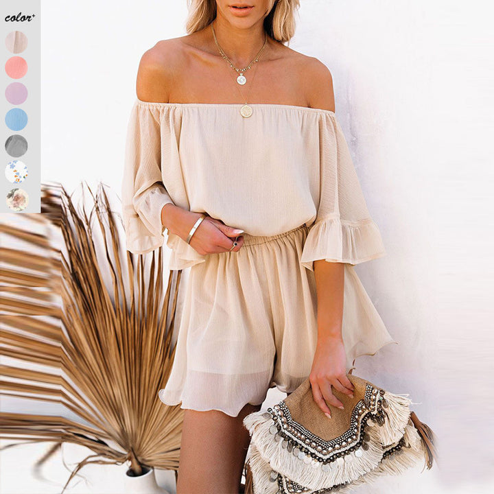 Dame Off-Shoulder Jumpsuit med voluminøse Rüschensleeves Stilla