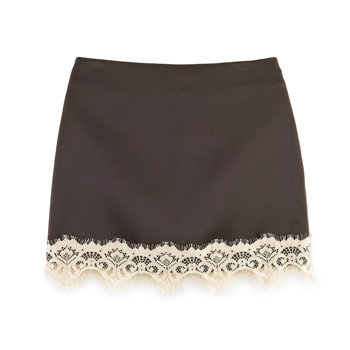Dame Fin Nederdel med elegant Blonderdekor Skovae