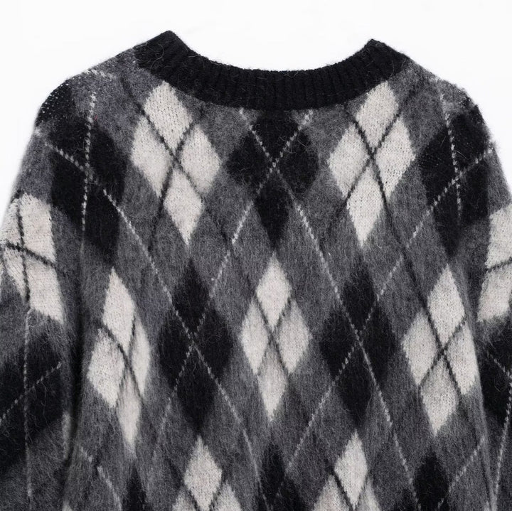 Femme Argyle-mønster Strikpullover Stilla