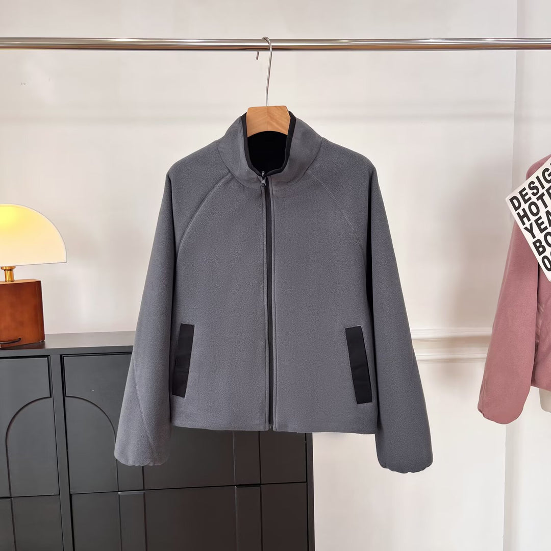 Damer Cozy Fleece Jakke med Høj Krave og Praktiske Lommer Stilla