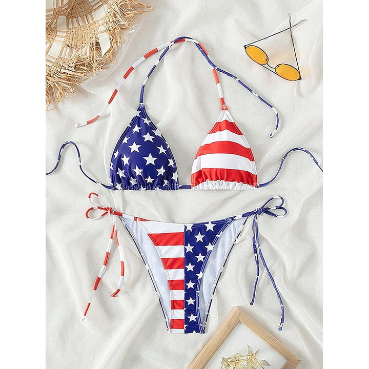Dame triangel-bikini med patriotisk design Skovae