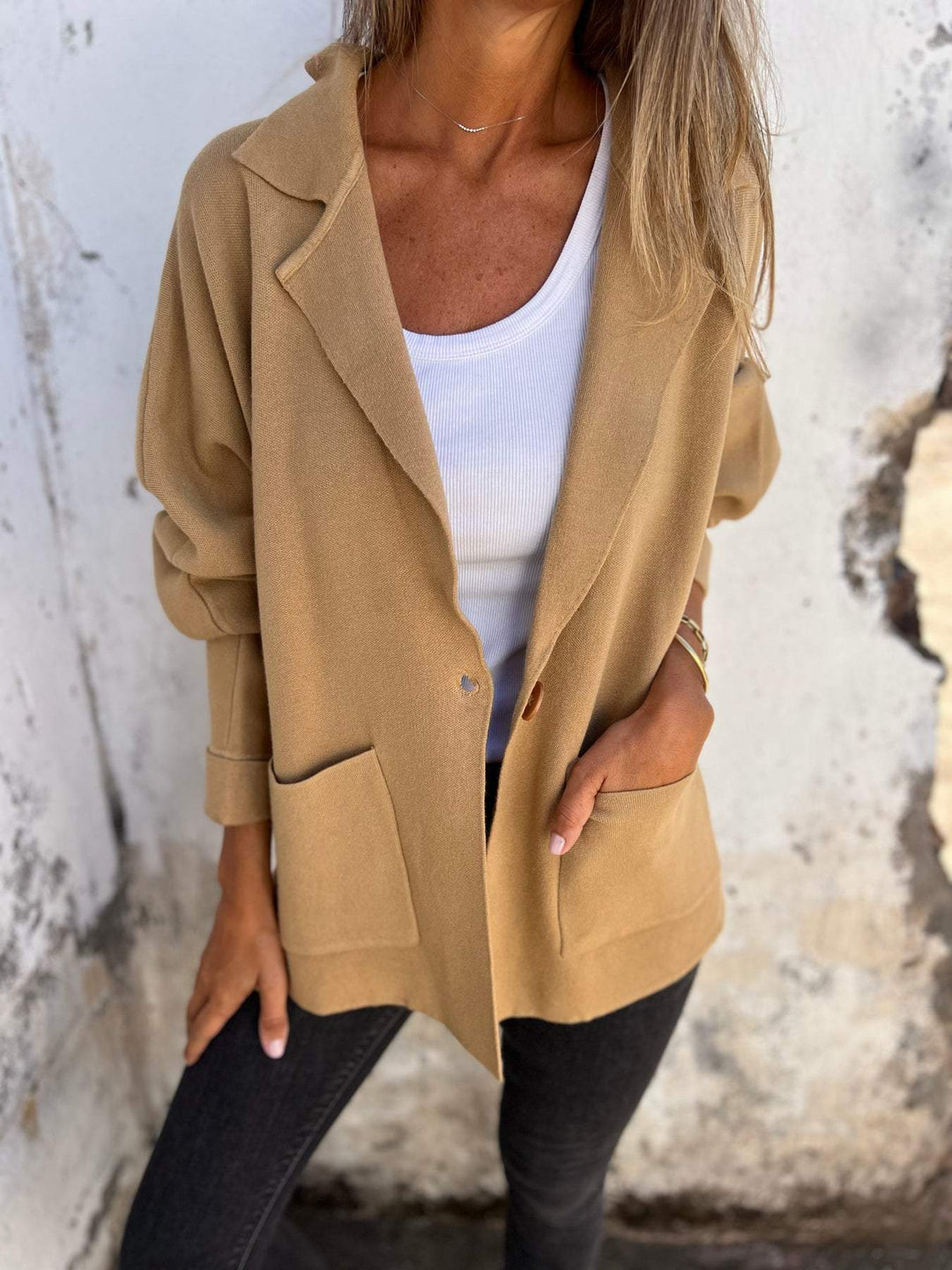 Dame Elegant Oversized Blazer med afslappet snit og praktiske lommer Stilla