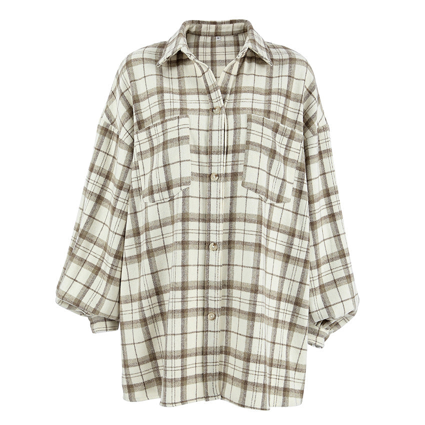 Dame Karo-Skjortejakke i afslappet oversized stil med praktiske lommer Stilla