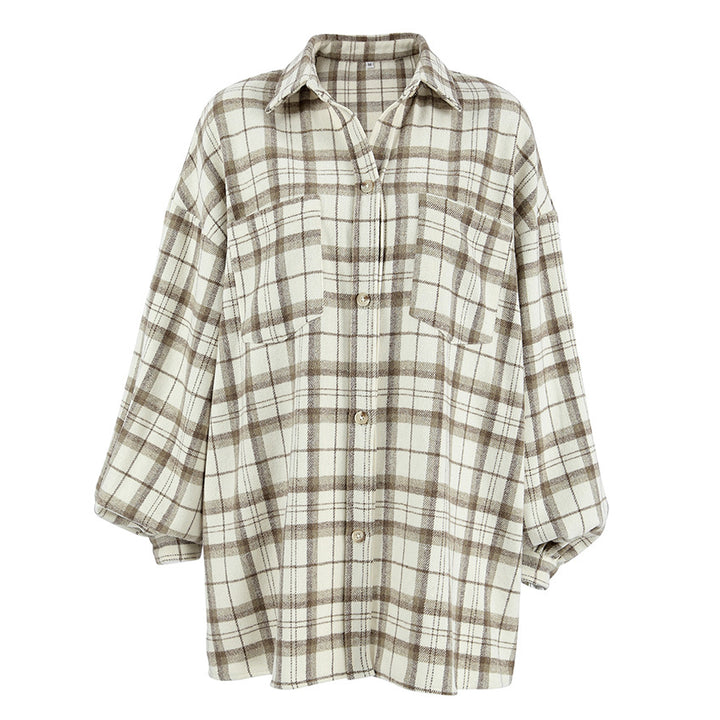 Dame Karo-Skjortejakke i afslappet oversized stil med praktiske lommer Stilla