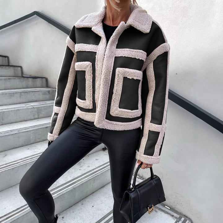 Kvinders jakke i kunstlæder med varm fleece-for og kontrasterende detaljer Stilla
