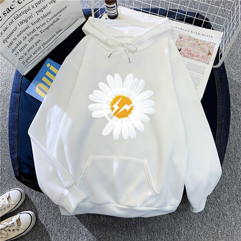 Dame hoodie med blomsterdesign Skovae