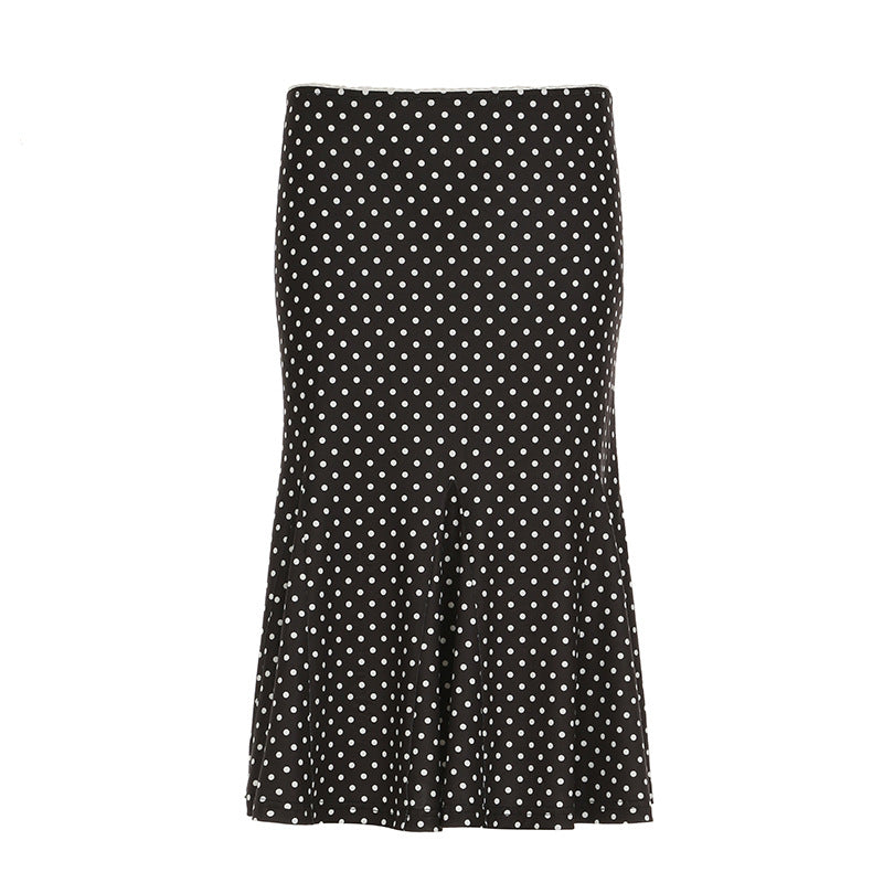 Damen eleganter, fließender Midi-Rock mit dehnbarem Bund und geschwungenem Saum Skovae