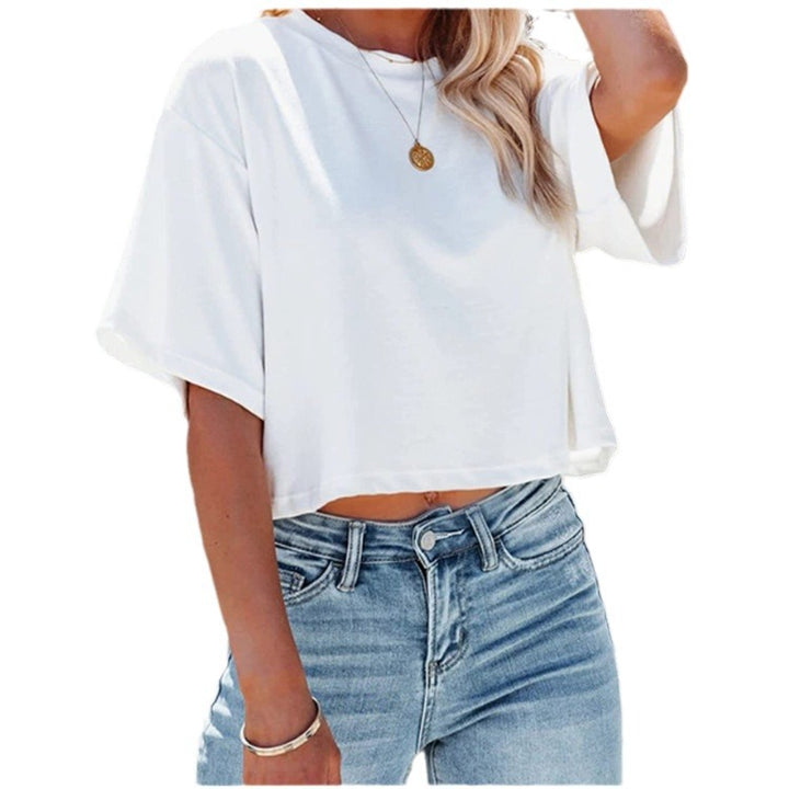 Dame afslappet cropped T-shirt med løs pasform og korte ærmer Stilla