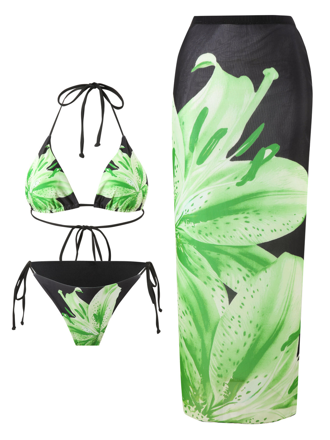 Dame bikinisæt med elegant strandskørt Skovae
