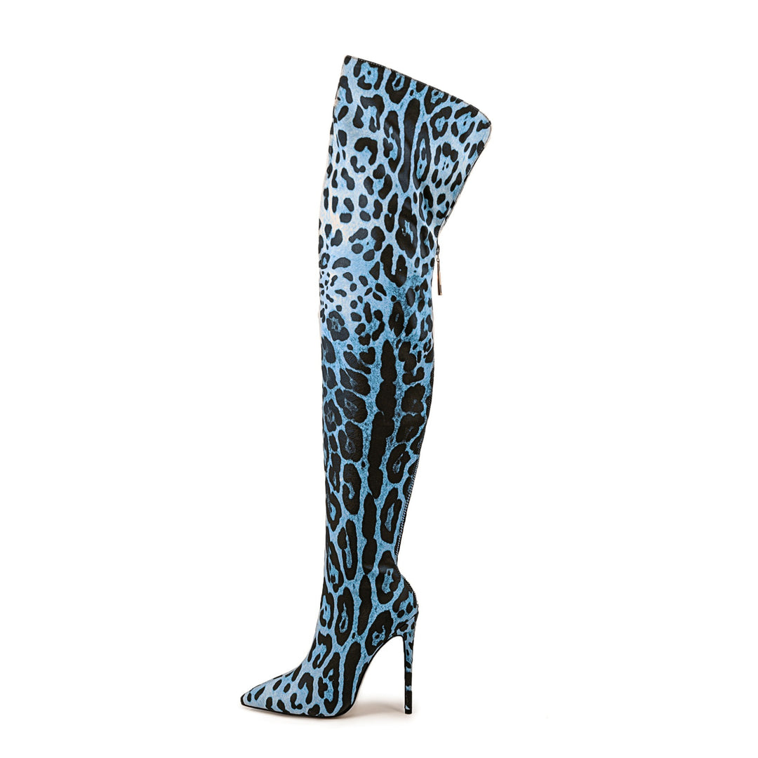 Femme Over-the-Knee Stiletto-støvler med dyreprt design Stilla