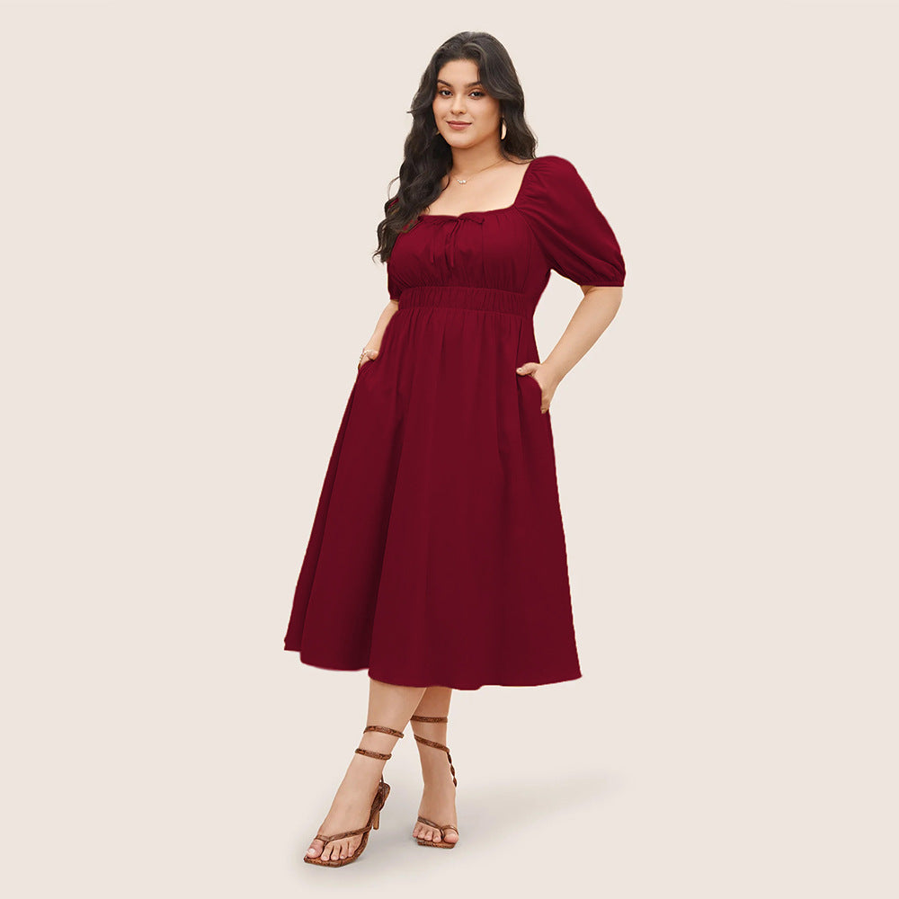 Dame Maxi-kjole med kvadratisk udskæring og voluminøse puffærmer Stilla