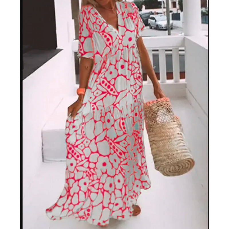 Dame Floral Print Maxi Kaftan Kjole Stilla