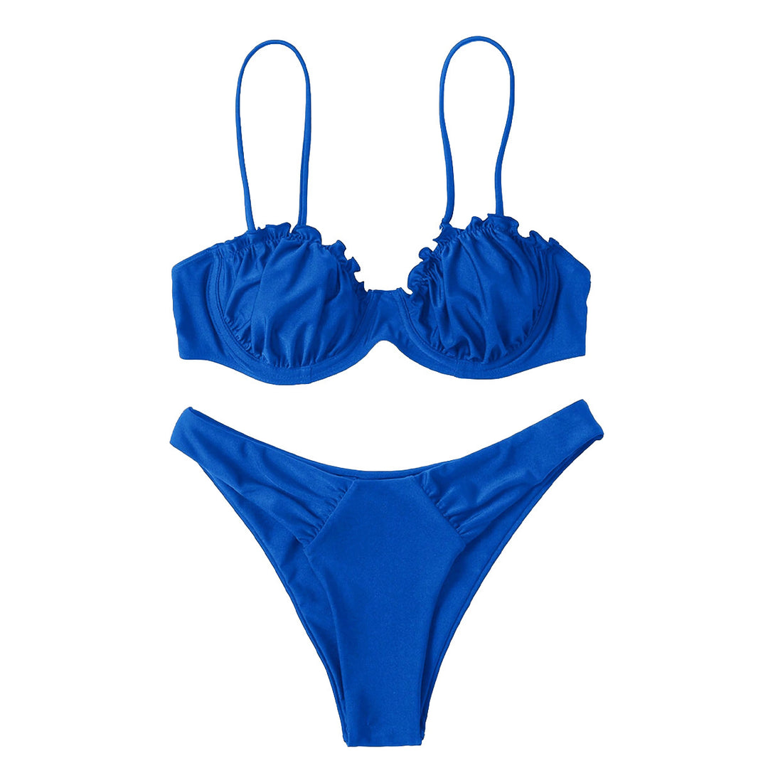 Dame Push-Up-Bikini med rynker og justerbare stropper Skovae