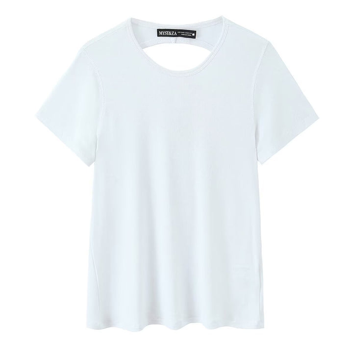Dame Sporty T-shirt med fashionable rygudskæring Skovae