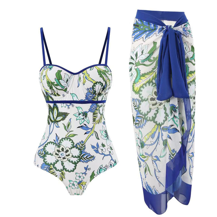 Dame one-piece badedragt med elegant indpakningsskørt Skovae