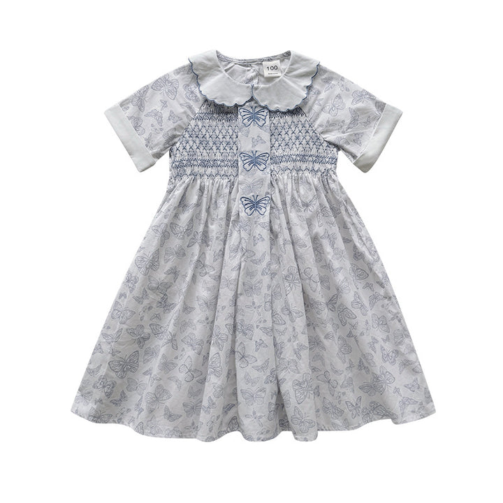 Pige Sommerfuglprint Smocked Kjole Stilla