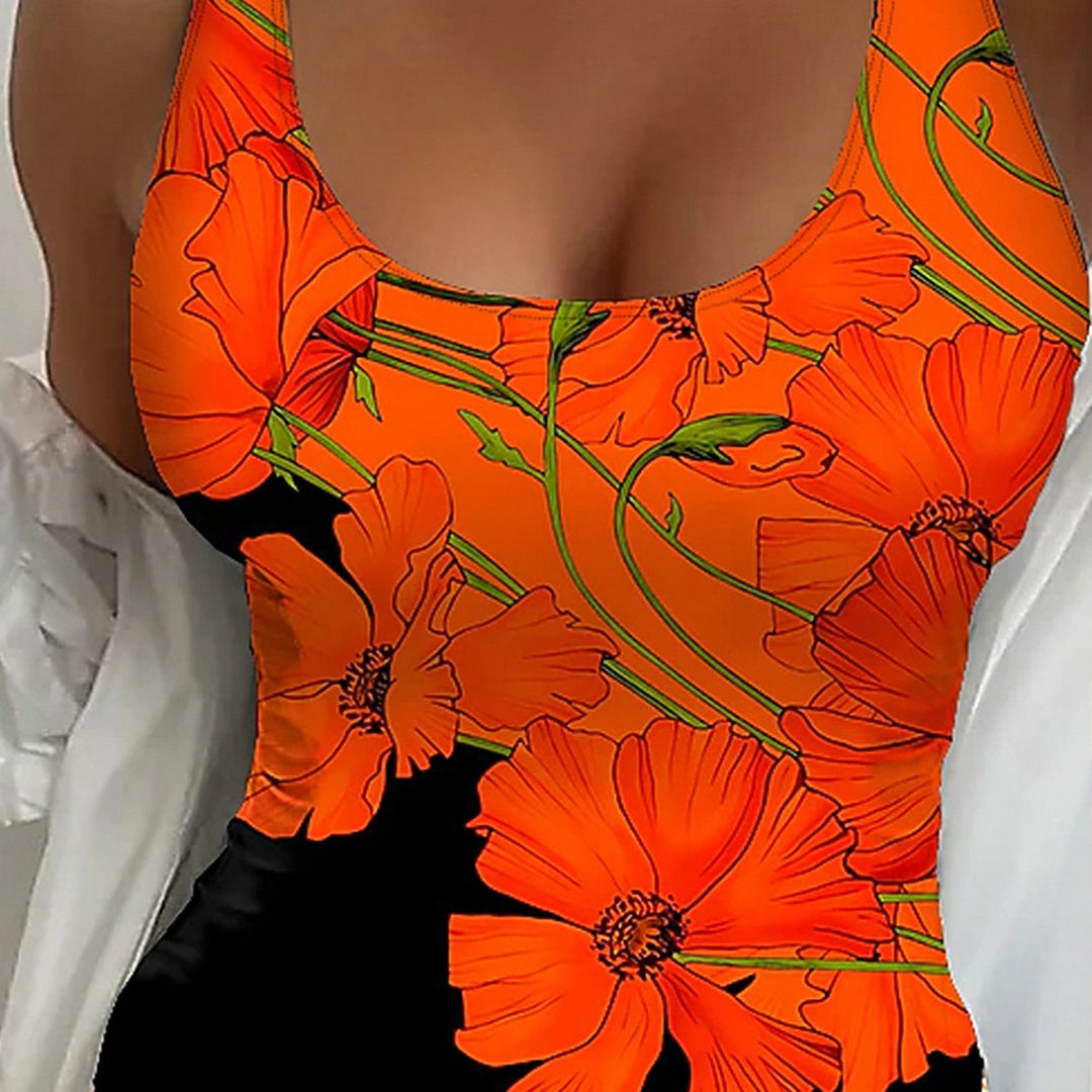 Dame heldragt badedragt med blomsterdesign Skovae