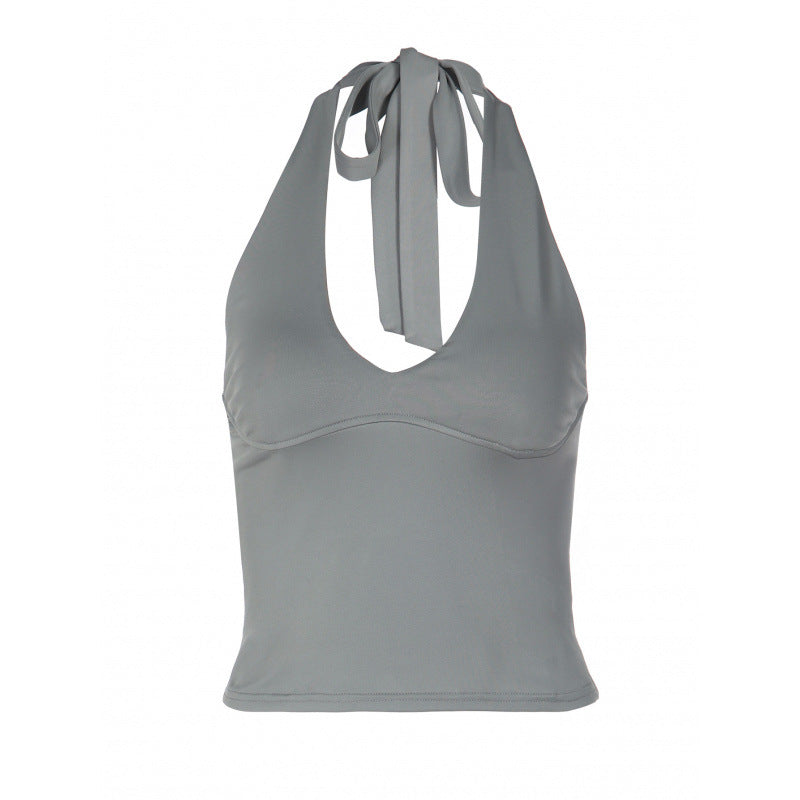 Damen sportliches Cropped-Top mit V-Ausschnitt und figurformendem Schnitt Skovae