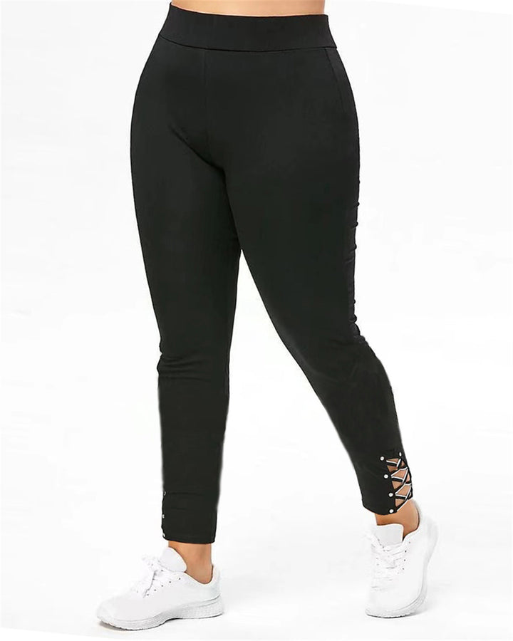 Dame sportleggings med dekorative snøre detaljer Stilla
