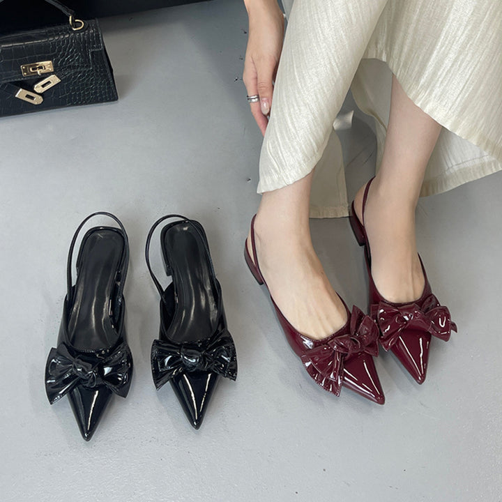 Dame Slingback-pumper med elegant bueudsmykning og spids tå Stilla