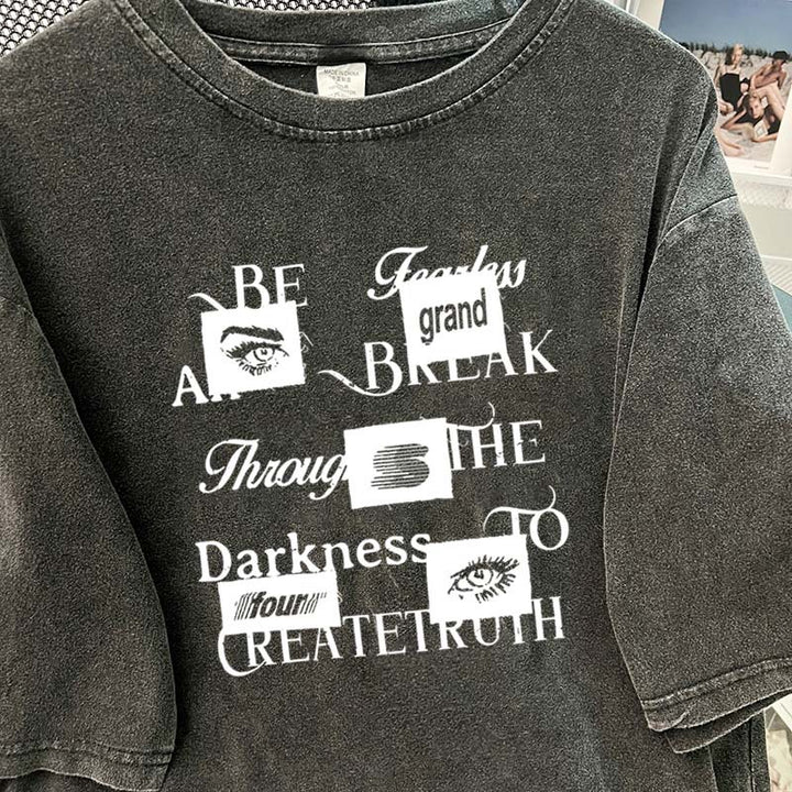 Dame T-shirt med kreativt statementtryk Stilla