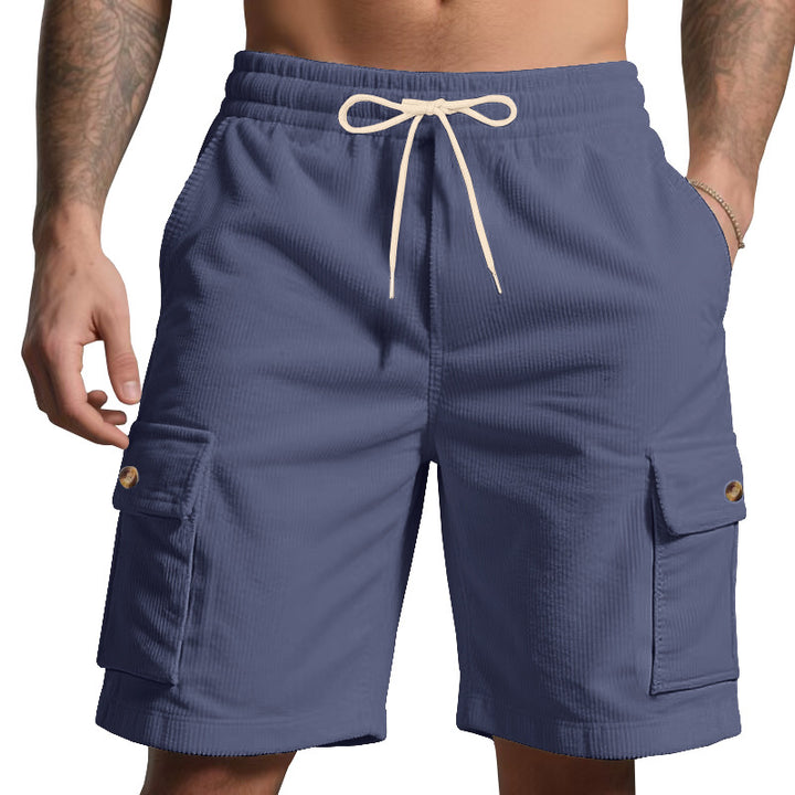 Herren nan Cord-Cargo-Shorts med elastisk tunnelstræk, påsyede cargolommer og blød bomuldsblanding Skovae